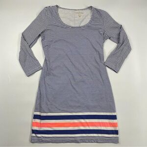 Lilly Pulitzer Navy and White Striped Long Sleeve Dress with Coral Accent